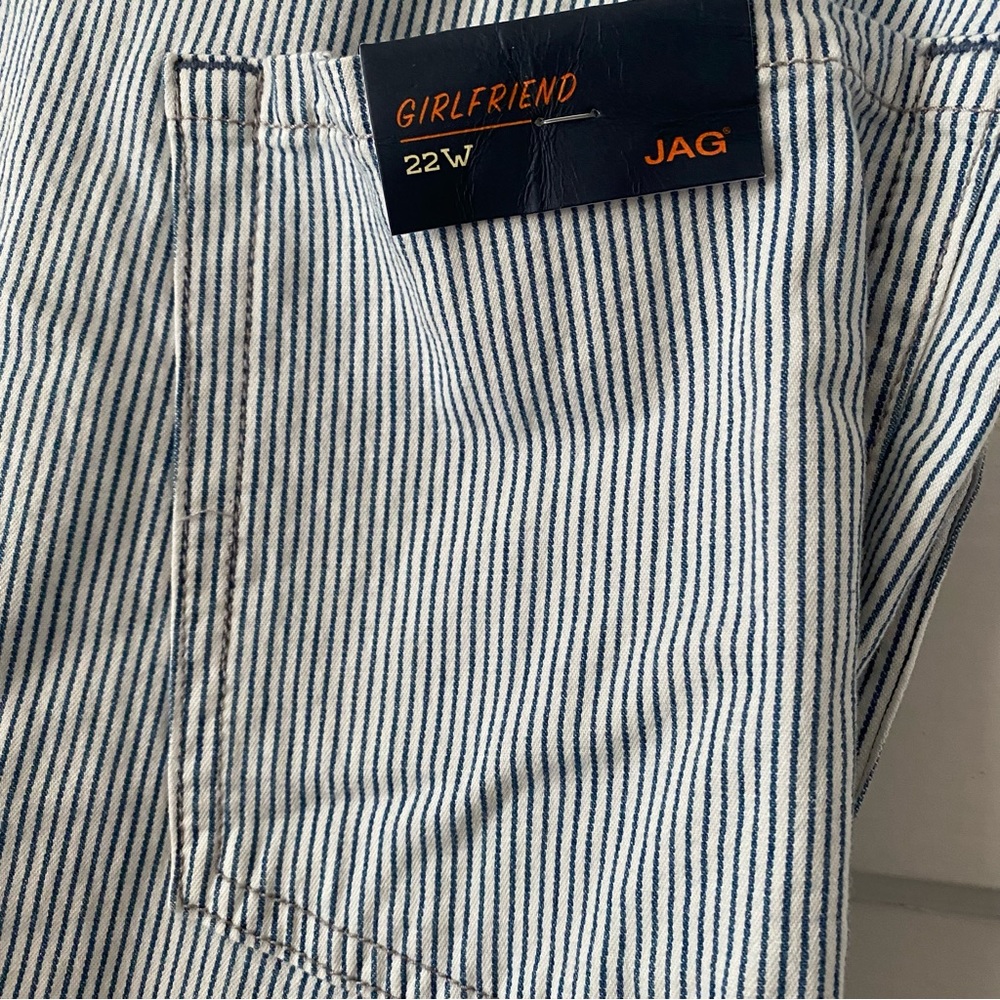 Jag Counter Girlfriend Jeans in Railroad Pinstripe Bleach-Wash Size 22W NWT - Picture 9 of 16